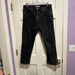 Levi’s Wedgie Straight Black Button Fly Jeans W32 L26 High Rise